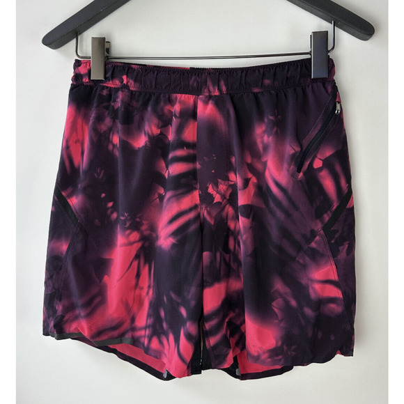 Lululemon Men's Lined Shorts Tie Dye Pink Black Zipper Pocket 7" Inseam Medium - Picture 6 of 14